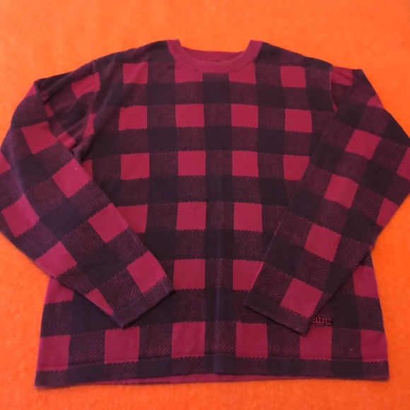 Vintage Ripzone black and red Buffalo hunter plaid check cotton knit sweater EUC - Picture 1 of 3